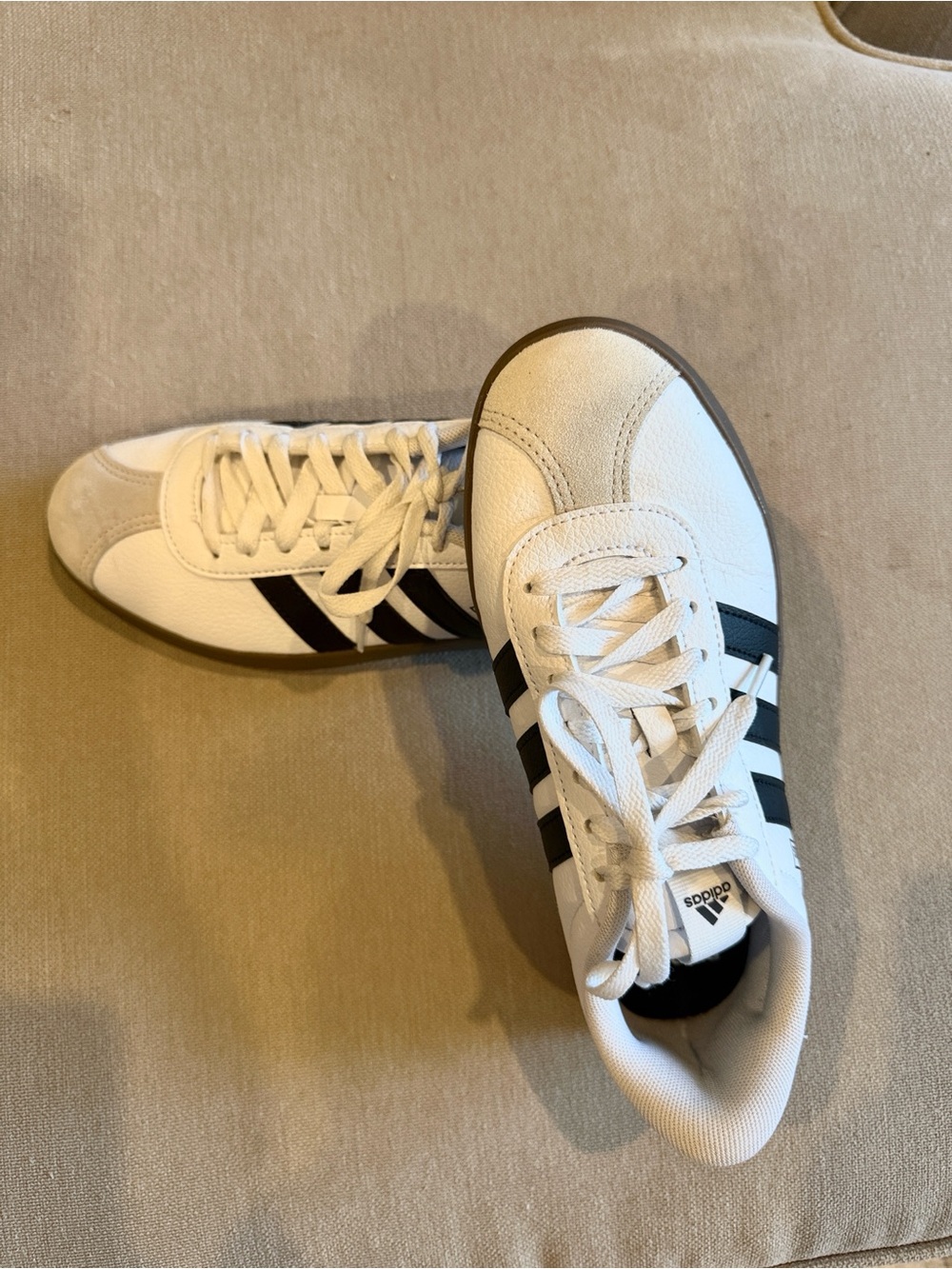 adidas White Sneakers with Black Stripes - Men's Low-Top